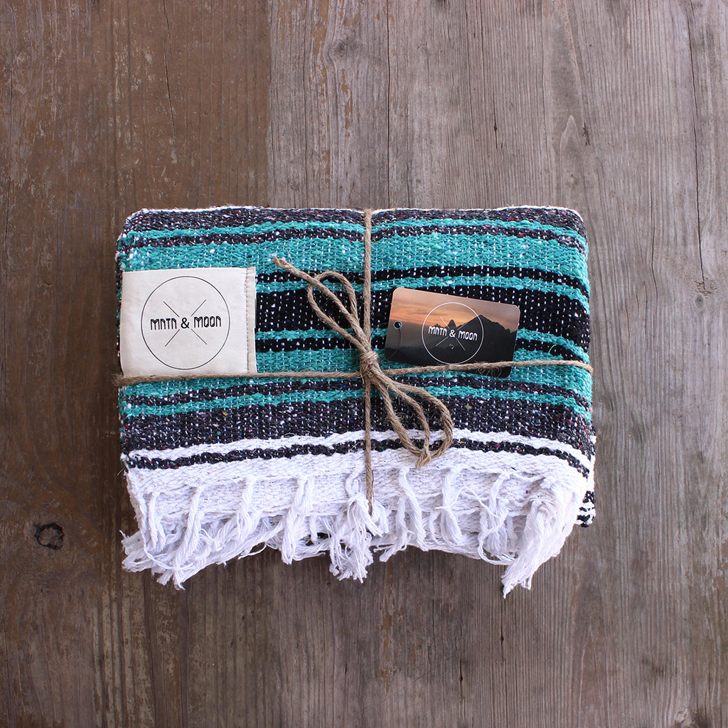 Lago Mexican Falsa Blanket by Mntn & Moon | teal mexican blanket